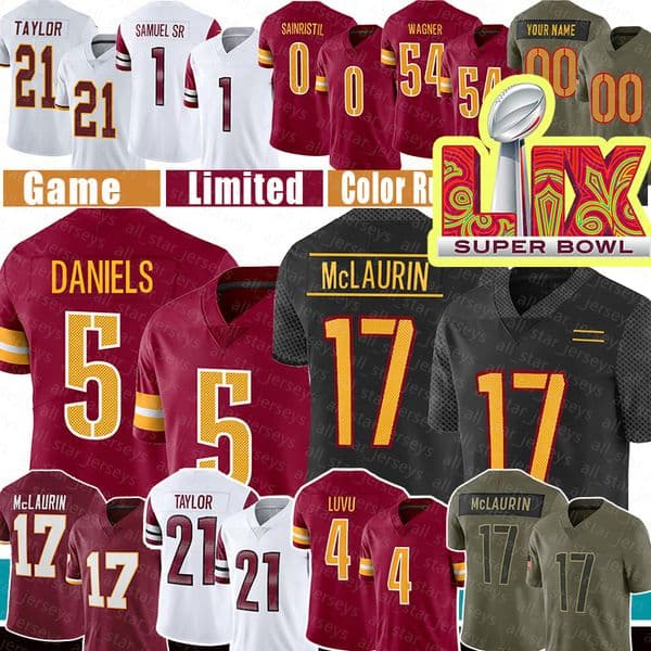 Sean Taylor Football Jerseys Jayden Daniels Terry McLaurin Zach Ertz Bobby Wagner Mike Sainristil Deebo Samuel Sr Frankie Luvu Daron Payne Joe Theismann
