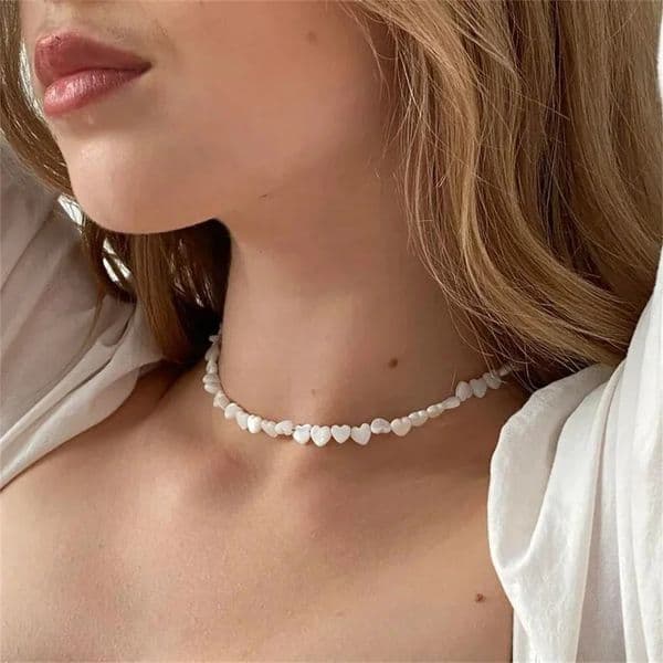 Vintage White Natural Heartshaped Shell Chain Necklace For Women Female Boho Fashion Simple Choker Sandy Beach Jewelry Gift 251016