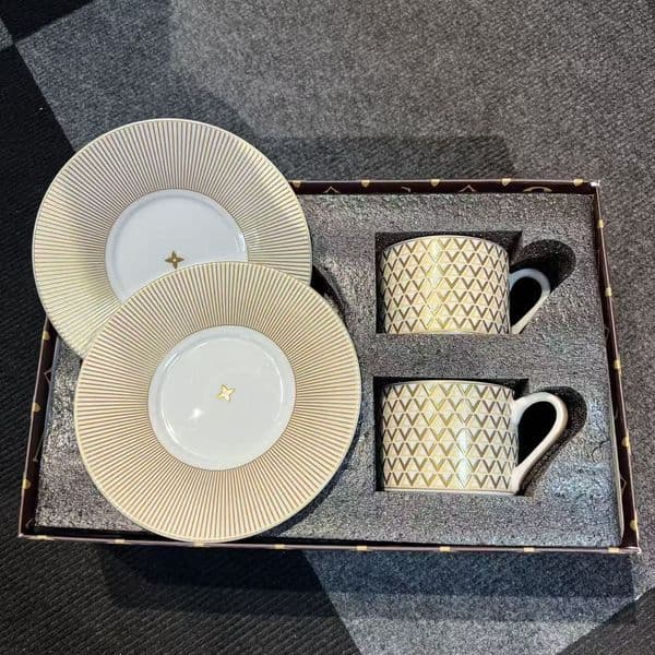 European Coffee Brilliant Letter Household Bone China Black Tea Cup Saucer Western Dish Large And Small Plate