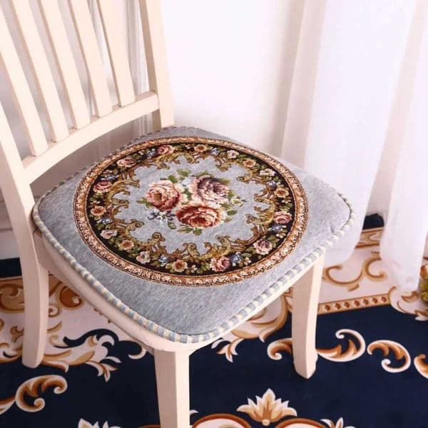 Creative Chenille Dining Chair Cushion Vintage Floral Pattern Seat Mat Nonslip Detachable Embroidered Chair Mat Four Seasons W251024