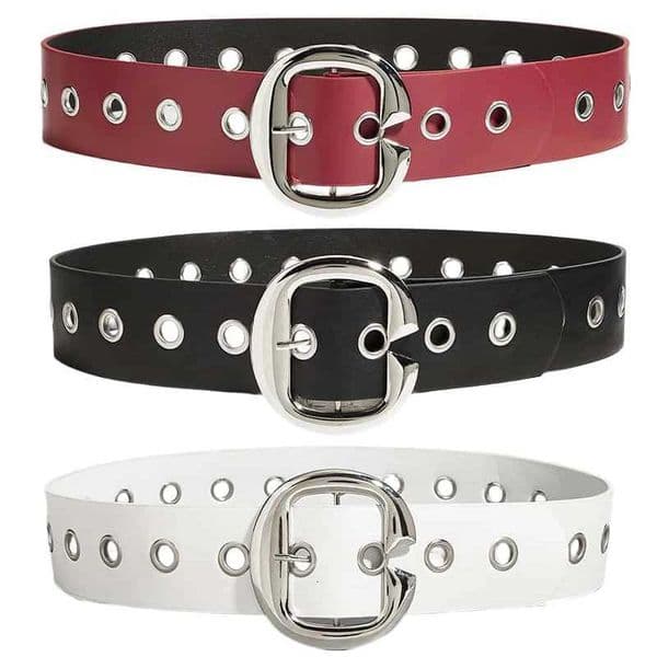 Simple Pu Wide Belt for Women Fashion Casual Versatile Dress Accessories Girdle Hip Hop Punk Rivet Pin Buckle Red Waistband W251024