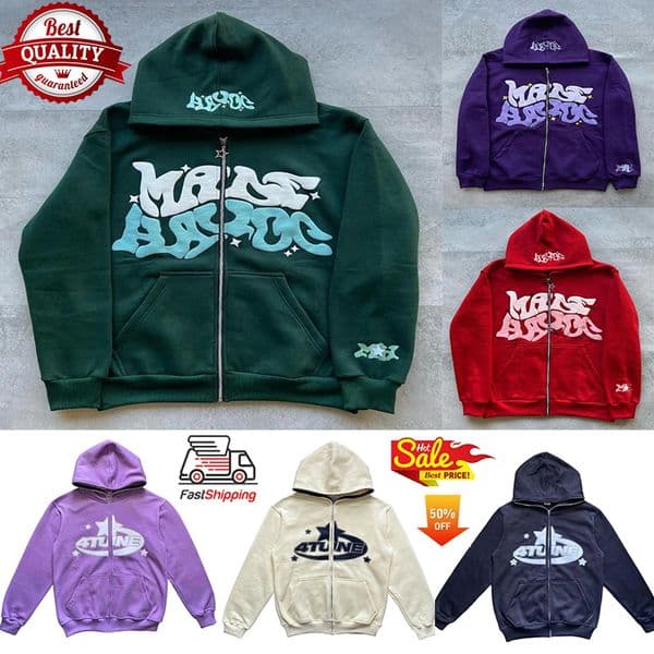 Autumn Coats Streetwear Oversized Sweatshirts Hip Hop style Long Sleeve fashion Jacket Men's Hoodies Retro Letter Printed American High Street Zip Up