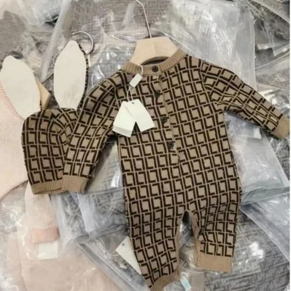 Kids Clothing In stock newborn kids Rompers baby Boys girls Fashion designer print luxury pure cotton Sweat absorption comfort Long sleeve jumpsuit Clothing