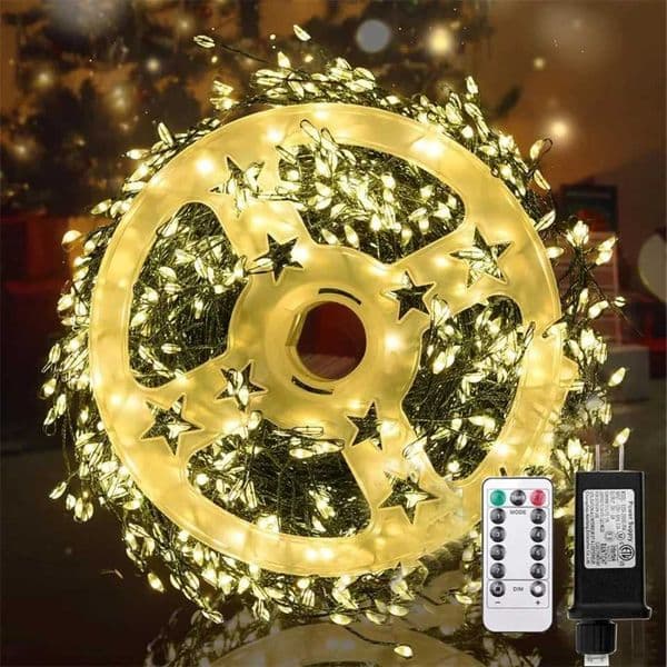 220V EU Plug 30M50M75M LED Tree Firecracker Copper Wire String Garden Decoration Light Remote Control Green Line Fairy Light Z251024