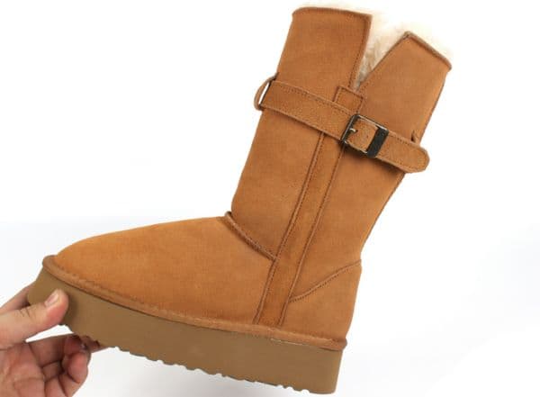 New Designer Women Warm Platform Buckle Belt Snow Boots Classic Wool Flully Fur Cotton Boots