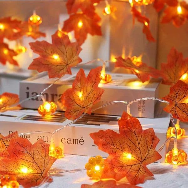 1pc Halloween 3D Pumpkin Maple Leaves String Lights Decorative Lamp For Home Thanksgiving Harvest Autumn Indoor Festival Decor Z251024