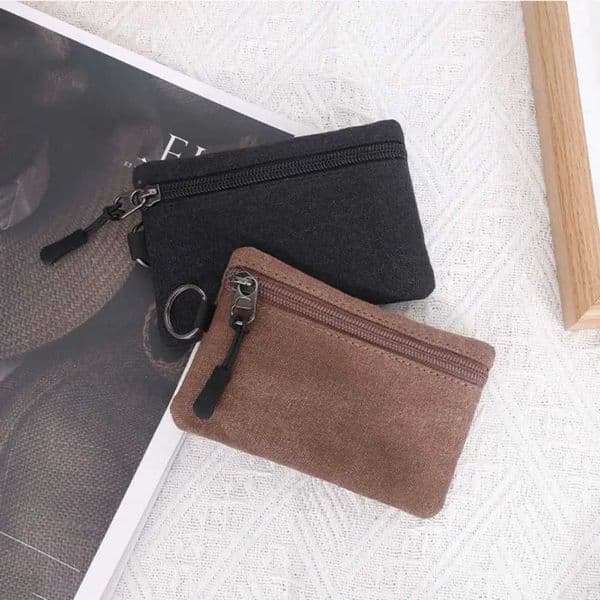 Canvas Mini Coin Wallet Bag Solid Color Zipper Key Bag Money Pocket Purse Women Men Small Card Holder Change Coin Purses Z251023