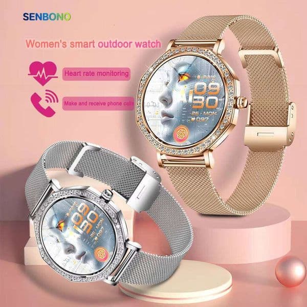 Senbonuo KC98 AI Voice Assistant BT Call Heart Rate Sleep All-Day Monitoring 100+ Sports Smart Women's Watch