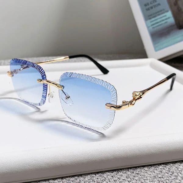 European and American Fashion Frameless Sunglasses Women Men Ins Square Eopard Head Metal Sun Glasses Ladies UV400 251023