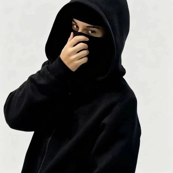 womens Mens and Balaclava Y2K Gothic Harajuku winter item double hooded sweatshirt mens mask zipper sportswear 251018