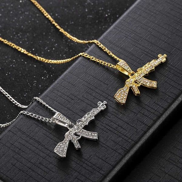 Fashion Necklace Machine Gun Assault Rifle AK47 Pendants Short Long Women Men Colar Gift Jewelry ChokerXJ251024
