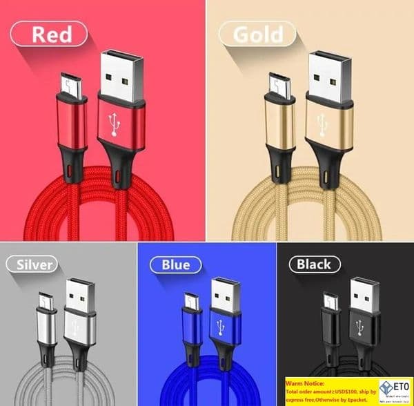 Flexible Usb Cable High Tensile 2a Charging Data Nylon Braided Type C Micro Usb Cable Cord For Samsung Huawei Charger Sync Cables LL