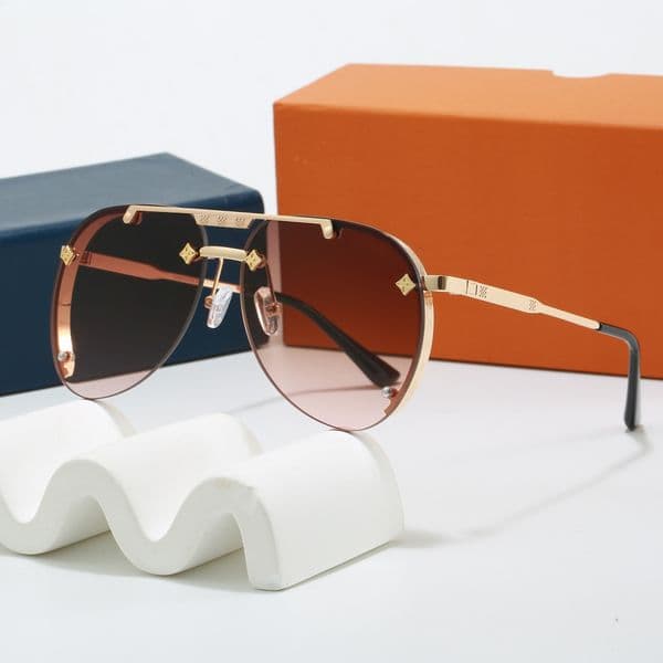 Mens Designe r Sunglass es Outd oor Sh ades women f ashio n Me tal Ov al l uxury Half Fr ame Su nshade mi rror polarized UV400 p rote cti on Glasses With boriginal box