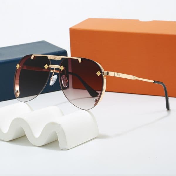 Mens Designer Sunglasses Outdoor Shades women fashion Metal Oval luxury Half Frame Sunshade mirror polarized UV400 protection Glasses With box AAAAA L251206