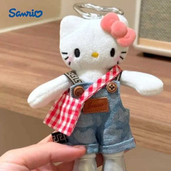 Sanrio Kawaii Hello Kitty Cartoon Long Legs KT Plush Toy Pendant Keychain Stuffed Doll Bag Decoration Girl Heart Holiday Gift L251025