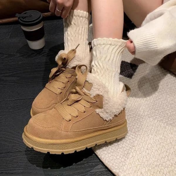 2025 New Womens winter new Lace up thick soled Casual Australian ankle shoes anti slip and plush warm snow boots