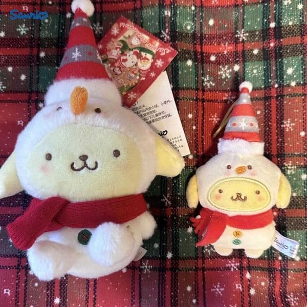 Sanrio Hello Kitty My Melody PomPomPurin Christmas Plush Toys Keychain Cute Stuffed Dolls Bag Pendant Decoration Holiday Gift L251025