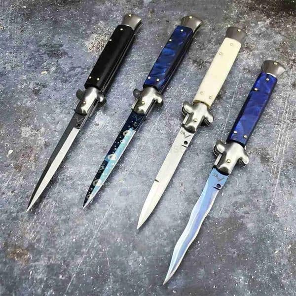 4Models 2025 Italian Style Tactical Folding Knife 4.21" 440C Blade, Acrylic Handles