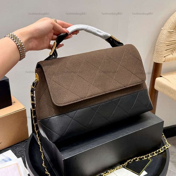25A Designer Briefcase Woman Handbags Large Crossbody Bags Suede Coffee Leather 2025 Chain Shoulder Bag Fashion Ladies Casual Tote