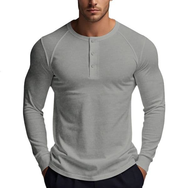 Mens Long Sleeve Button Down TShirts Autumn Henley Collar Casual High Quality Crew Neck Mens T Shirts 251020