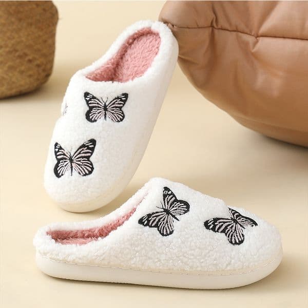 New Style Butterfly Embroidered Towel Cloth for Men, Lightweight Non-Slip Flat Sandals, Trendy Slippers