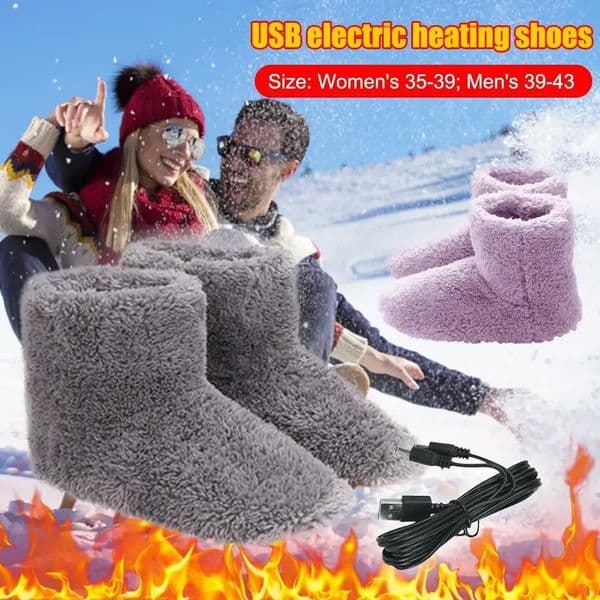 Women Men Electric Heating Shoes Washable USB Heated Shoes Rechargeable Foot Warmer for Cold Weather251020