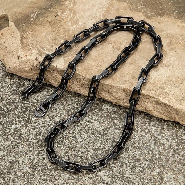 MKENDN Men Vintage Oxidized Black Chain Link Necklace Punk Hip Hop Stainless Steel Motorcycle Chain Necklace Male Jewelry Gift 251013