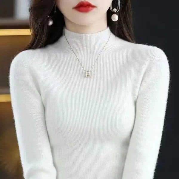 Solid Half Turtleneck Knit Sweater Women Autumn Winter Korean Long Sleeve Pullovers Fashion All Match Thick Warm Slim Jumper NewT251027