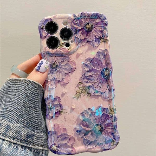 Retro Oil Painting Phone Case For Iphone 14 Promax 15 13 12 16 Pro Flower Print Shockproof Silicone Cover Artistic Decor Iphone 17 pro case
