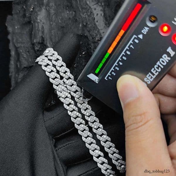 Width 8mm 16-24inch S Sterling Sier Pass Test Moissanite Dia Cuban Chain Necklace 7/8/9inch Bracelet Links Jewelry For Men Women Nice Gift