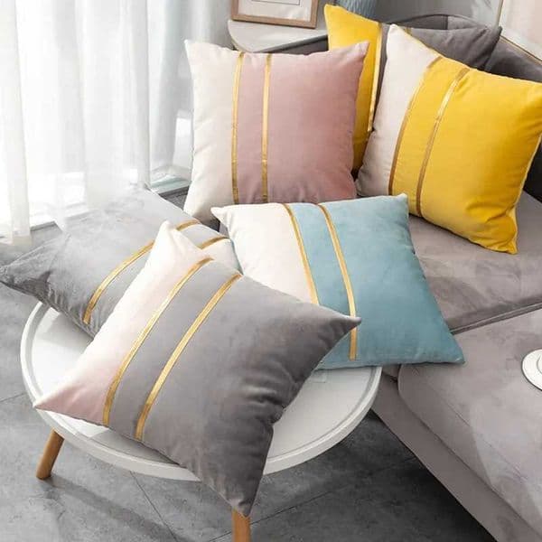 Pillow Case Nordic Cushion Cover Color Stitching Dutch Velvet Throw Case Sofa Cushion Waist Cover Home Decorative case 30x50cm C251028