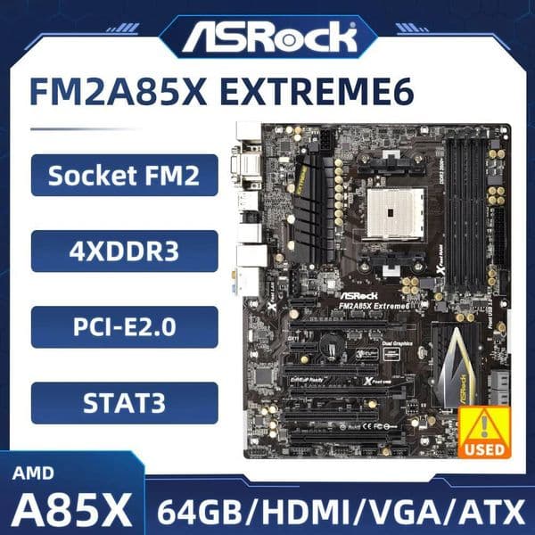 ASRock FM2A85X Extreme6 Motherboard Socket FM2 AMD A85X 4DDR3 64GB USB30 PCIE 20 HDMI ATX support A8 AD660KW cpu