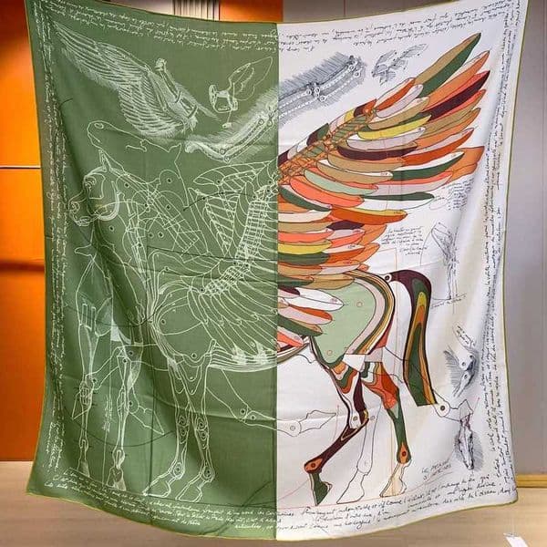 Scarves Designer 10A H Pegasus high-end 140 silk cashmere square scarf temperament versatile scarf women's autumn and winter warm silk wool shawl scarf QLXK