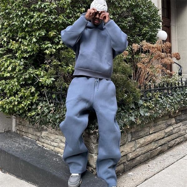 Men Cotton Vintage Tracksuit 2pcs Set Hoodies Straight Pants Casual Loose Hip Hop Sports Hooded Pullover Trousers Y2k Streetwear 251027