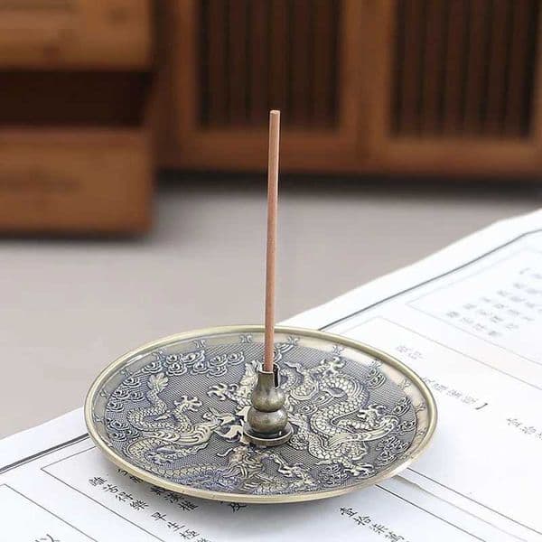 Double Dragon Incense Tray Chinese Blessing Line Incense Holder Home Bronze Incense Burner Exquisitely Carved Ornaments Z251028
