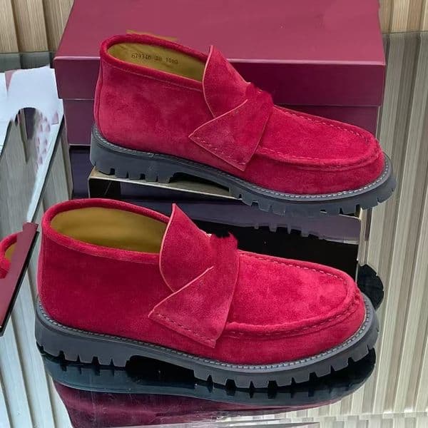 New Monolith polish Leather Ankle Chelsea Boots platform Wedges slip-on round Toe block heels Flat booties luxury designer for women factory footwear with bag