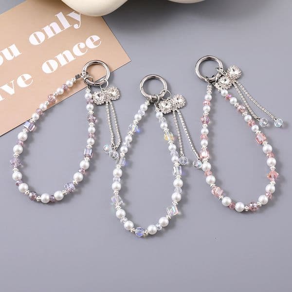 New Light Luxury Inlaid Diamond Bow Short Phone Pendant, Wrist Earphone Cover Accessories, Keychain, Fashion Phone Pendant