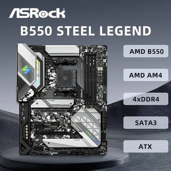 ASRock B550 Steel Legend Motherboard Support Ryzen 9 5900X Ryzen 7 5700X3D 5800X3D CPU 4xDDR4 4733MHz M2 mATX AM4 Mainboard