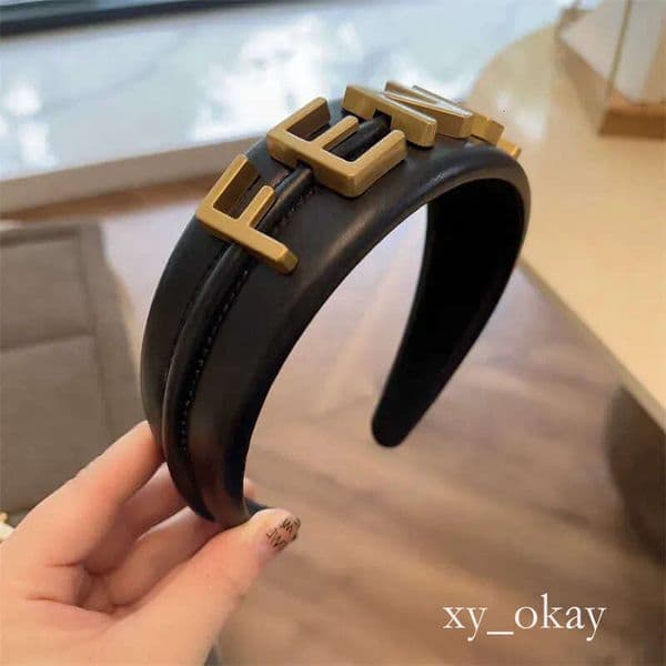 Classic F-Letter Brand Designer Headbands for Women Brown Wide-brimmed Thicken 4Seasons HairBands HeadWrap Cloth Fabric Headwear Leather hea