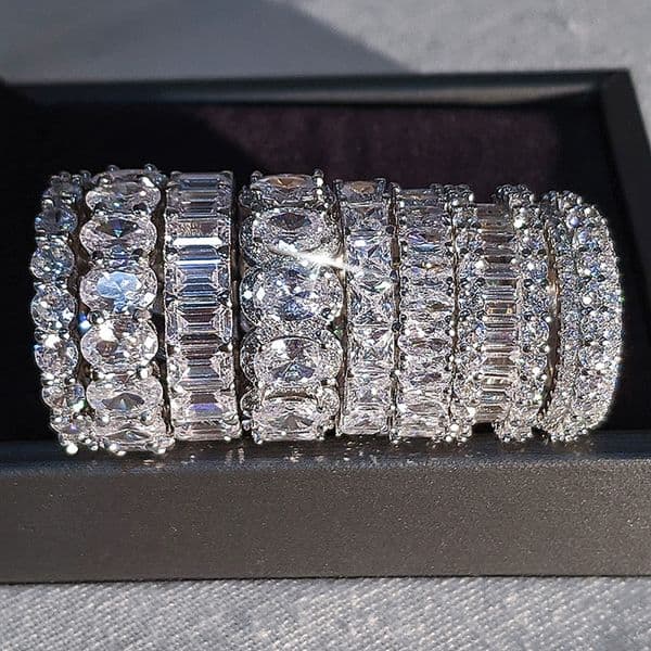 Designer Geometric Ring Women's Rings Crystal Jewelry Solid Colour Letter Diamond Cubic Zirconia Rings Luxury Sterling Silver High Quality Jewelry Valentine Day