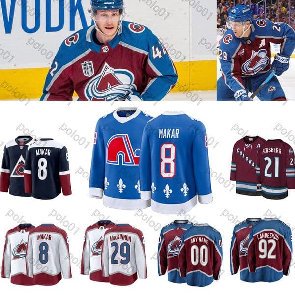 Nathan MacKinnon hockey jersey Avalanche Cale Makar Gabriel Landeskog Ross Colton Valeri Nichushkin Martin Necas Josh Manson Devon Toews Artturi Lehkonen jerseys