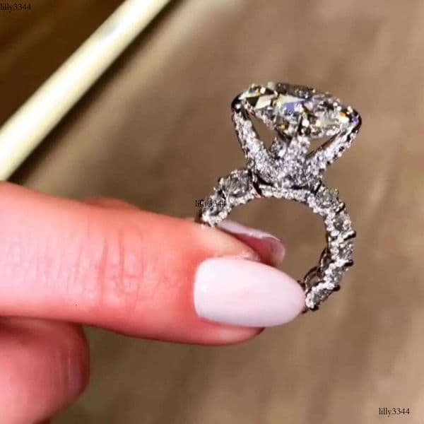 designer earrings Wedding Rings Jewelry Sparkling Pure 100% Sterling Sier Princess Cut Moissanite Dia Gemstones Party Eternity Women Ring Gift aaa