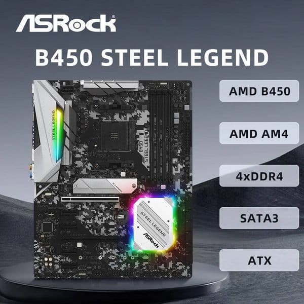 ASRock B450 Steel Legend Motherboard Support R9 5950X R7 5800X3D 5700X R5 5600X 5600G CPU 4xDDR4 3200Mhz 128GB 2xM2 HDMI ATX