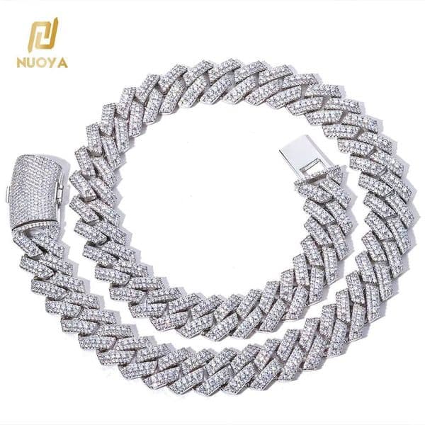 NUOYA 20MM Miami Cuban Link Chain 925 Sterling Necklace Iced Out with VVS Moissanite Luxury Hip Hop Jewelry