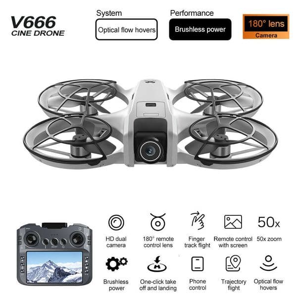 V666 Drone With Screen Brushless Obstacle Avoidance Aircraft 8K HD Aerial Photography Remote Control Airplane