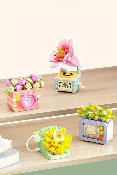 Flower Furniture Succulent Plant Home Office Decoration Building Blocks Appliance Bonsai Bricks Model DIY MOC Toys for Children X251029