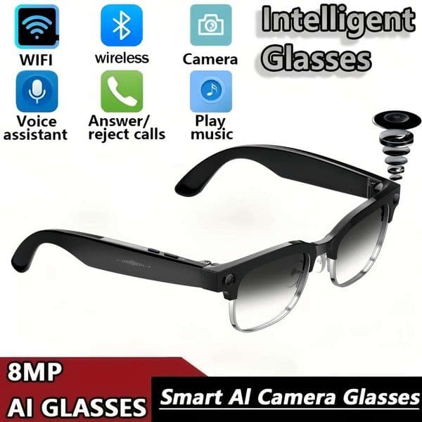 Smart Glasses Taking Photos, 8Mp Digital Video Camera, Sports Goggles, Half-Frame, Lightweight, Suitable For Travel, Camping Outdoor Activities, Adventure Gear,