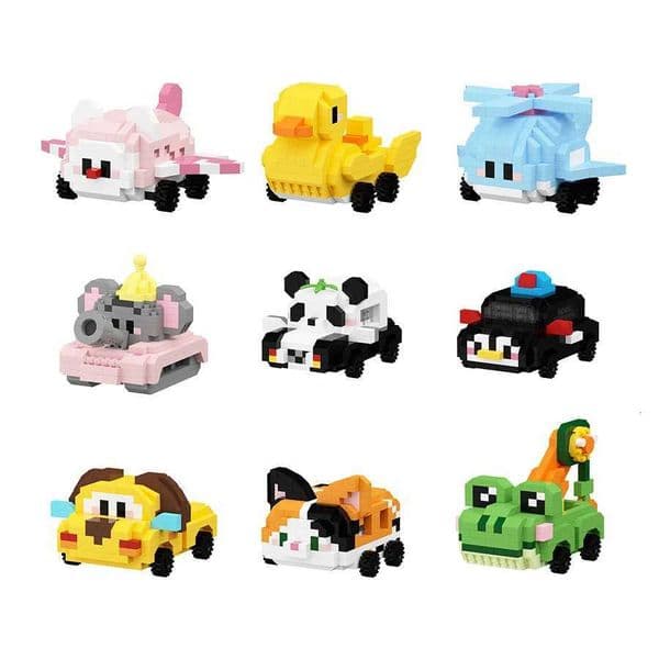 Cartoon Animal Ornament Creative Mini Car Models Building Blocks Kids Toys Micro Blocks Educational Toys For Kids Gifts Sets X251029