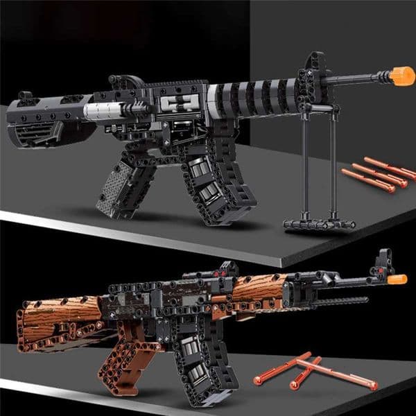 AK47M4A1 building block gun set doublegun type building block assembly combination black building block gun gift for boys X251029