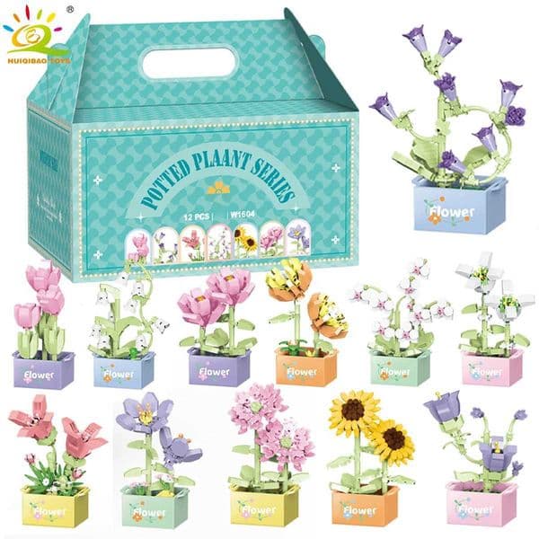 Pot succulent building block micro particle building block desktop decoration MOC pot assembly childrens DIY building block toy X251029